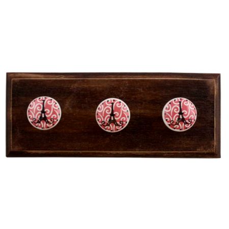 Pink Paris Eiffel Tower Flat Wooden Hooks